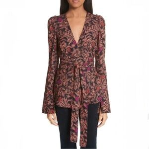 PROENZA SCHOULER Paisley Print True Wrap Georgette Top Size 0 GUC